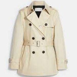 Coach NWT Bone Short Trench Coat Jacket, Size M